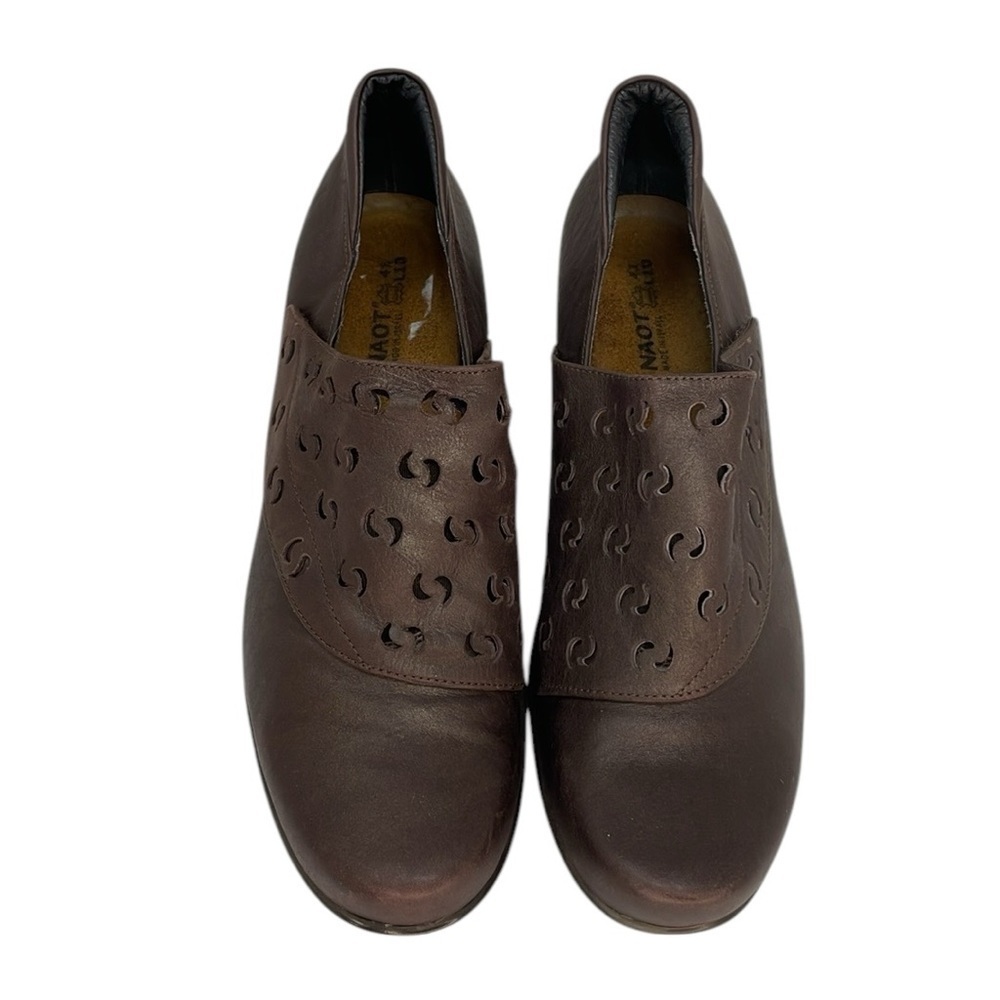 NAOT Heeled Loafer Brown Leather Women's Shoes Size 41 or 11 Gold shimmer